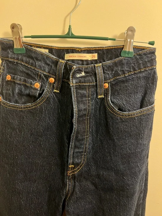 Levi's High Rise Dark Blue Straight Jeans - Picture 2 of 5